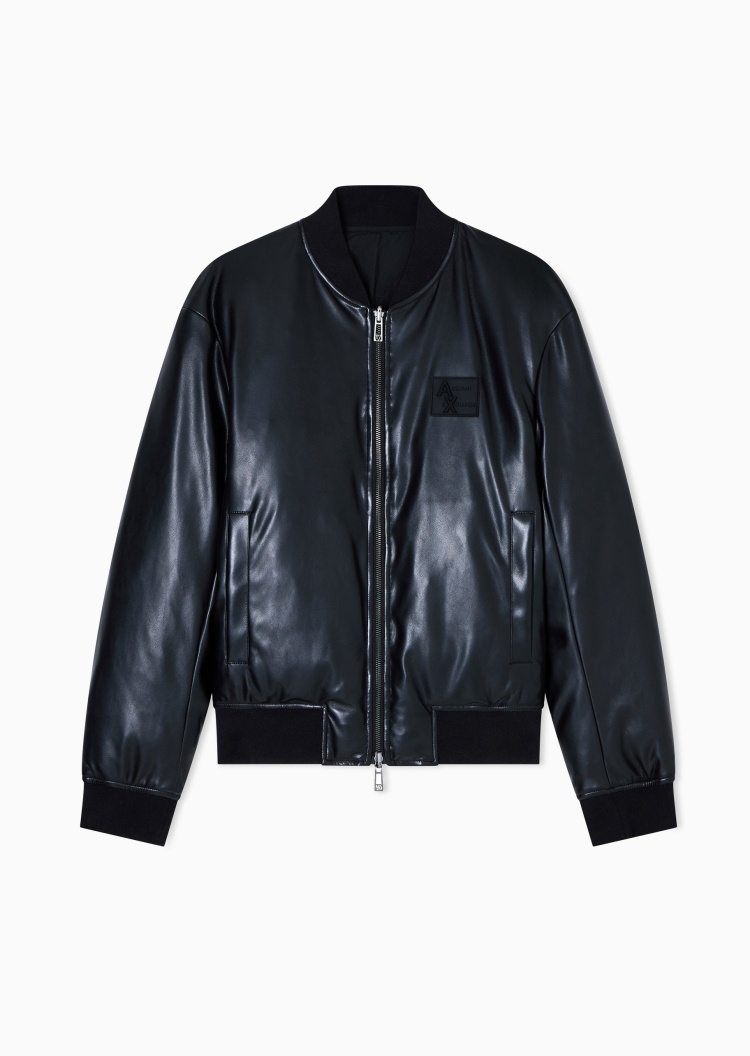 ARMANI EXCHANGE 男士长袖棒球领双向拉链标识贴片棉服