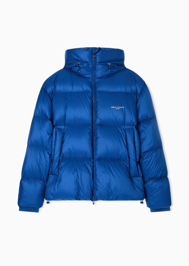ARMANI EXCHANGE 男士90白鸭绒短款加厚连帽面包羽绒服外套