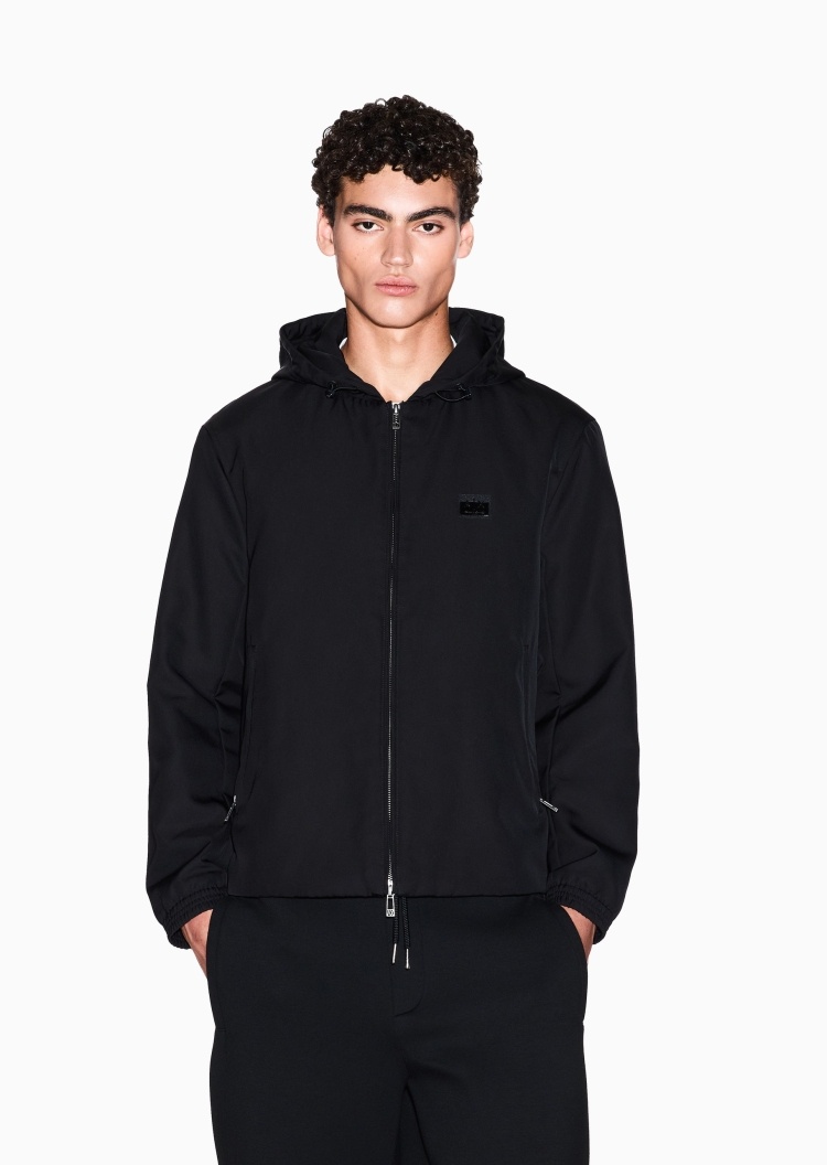 ARMANI EXCHANGE 男士长袖连帽拉链门襟标识贴片休闲棉服