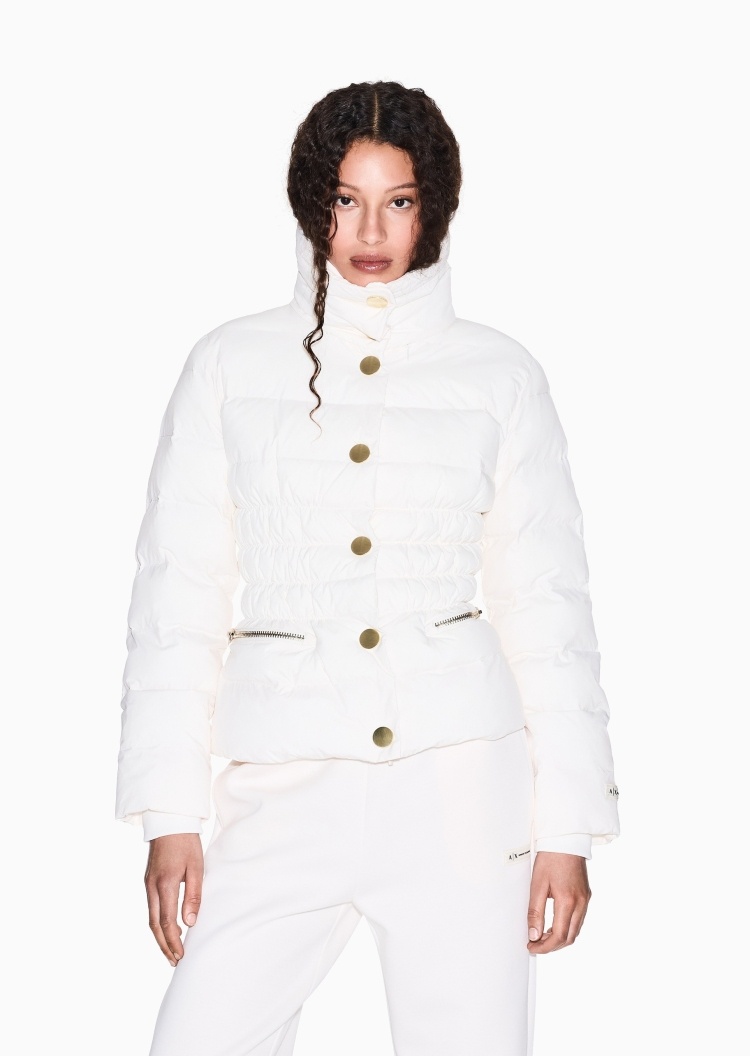 ARMANI EXCHANGE 女士短款立领绗缝轻薄收腰夹克棉服外套