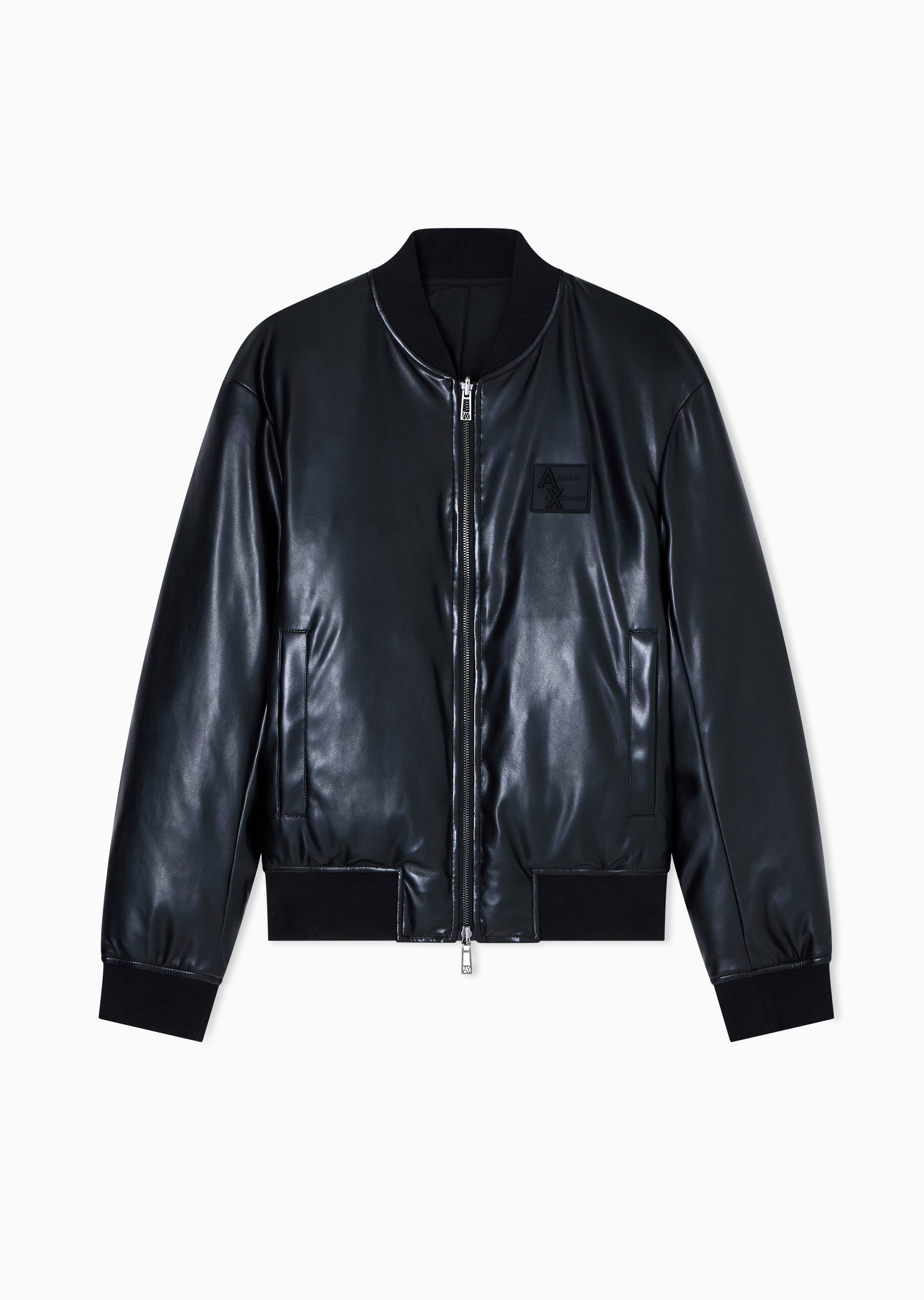 ARMANI EXCHANGE 男士长袖棒球领双向拉链标识贴片棉服