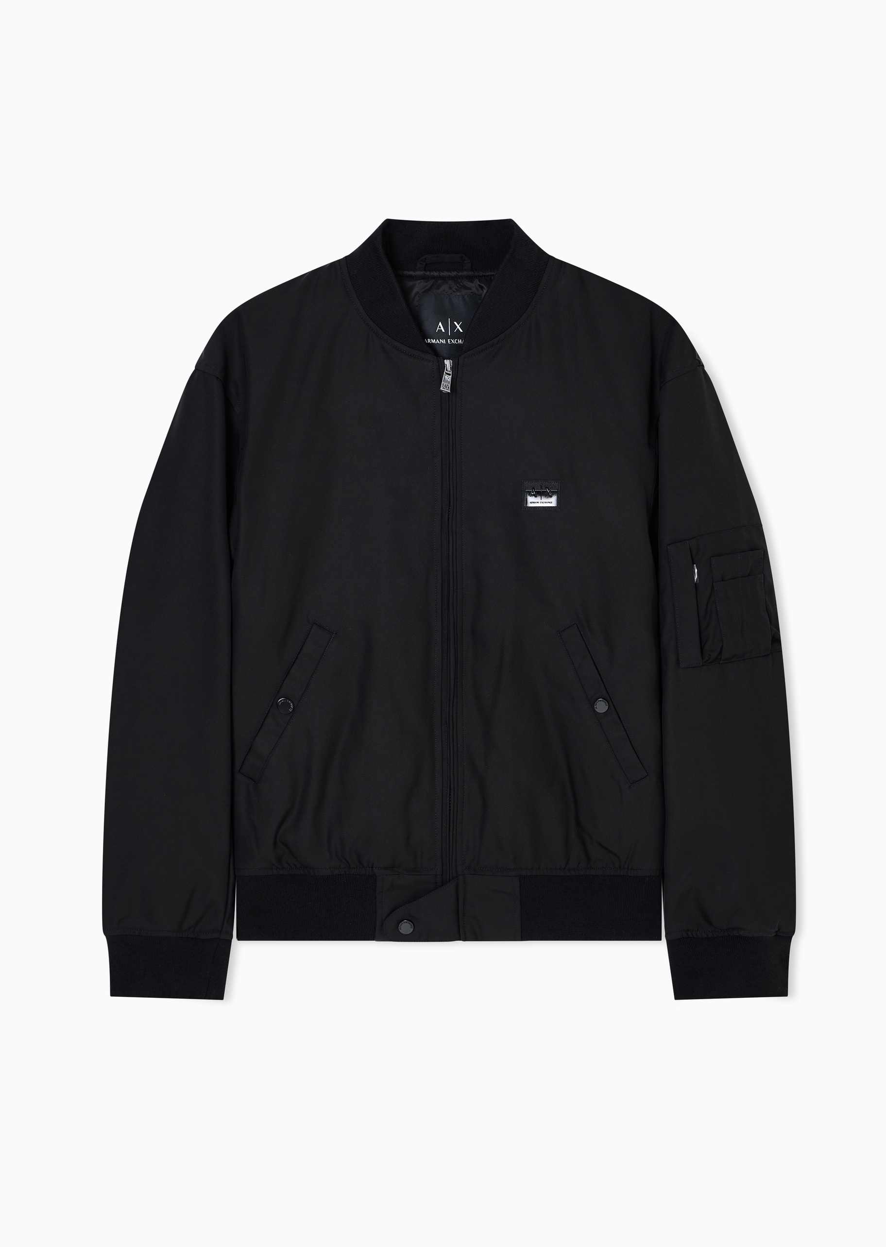 ARMANI EXCHANGE 男士长袖棒球领徽标贴片拉链门襟棉服