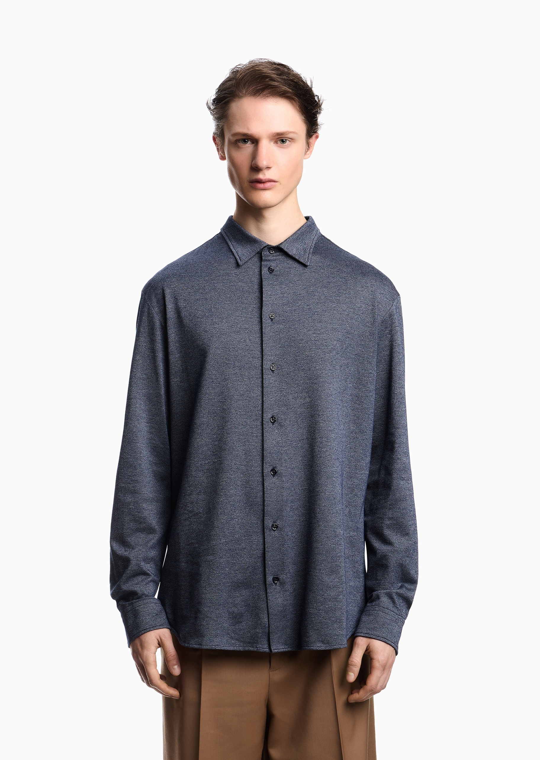 Emporio Armani 男士纯棉轻奢人夫感肌理感西装衬衫