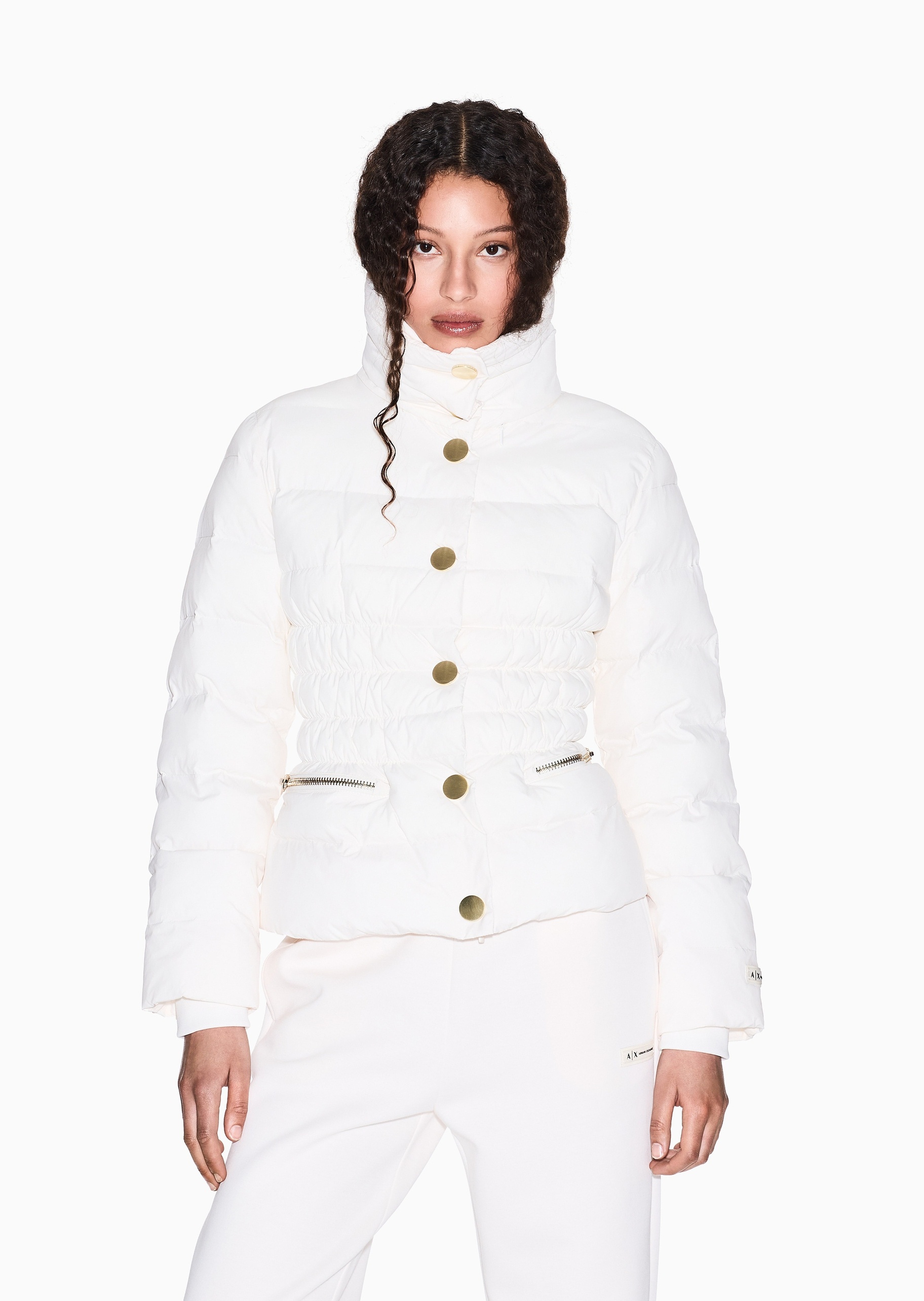 ARMANI EXCHANGE 女士短款立领绗缝轻薄收腰夹克棉服外套