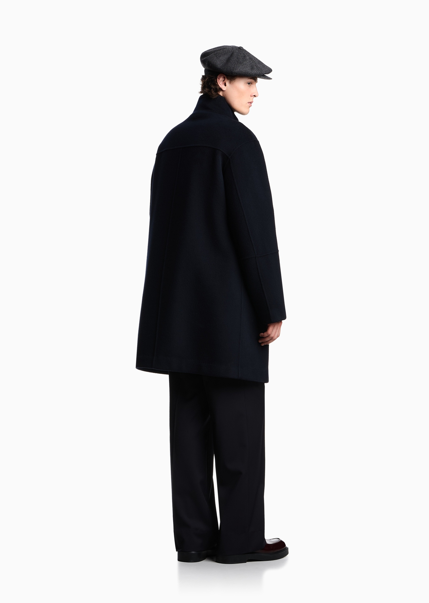 Emporio Armani 男士全绵羊毛长款长袖立领商务通勤棉服