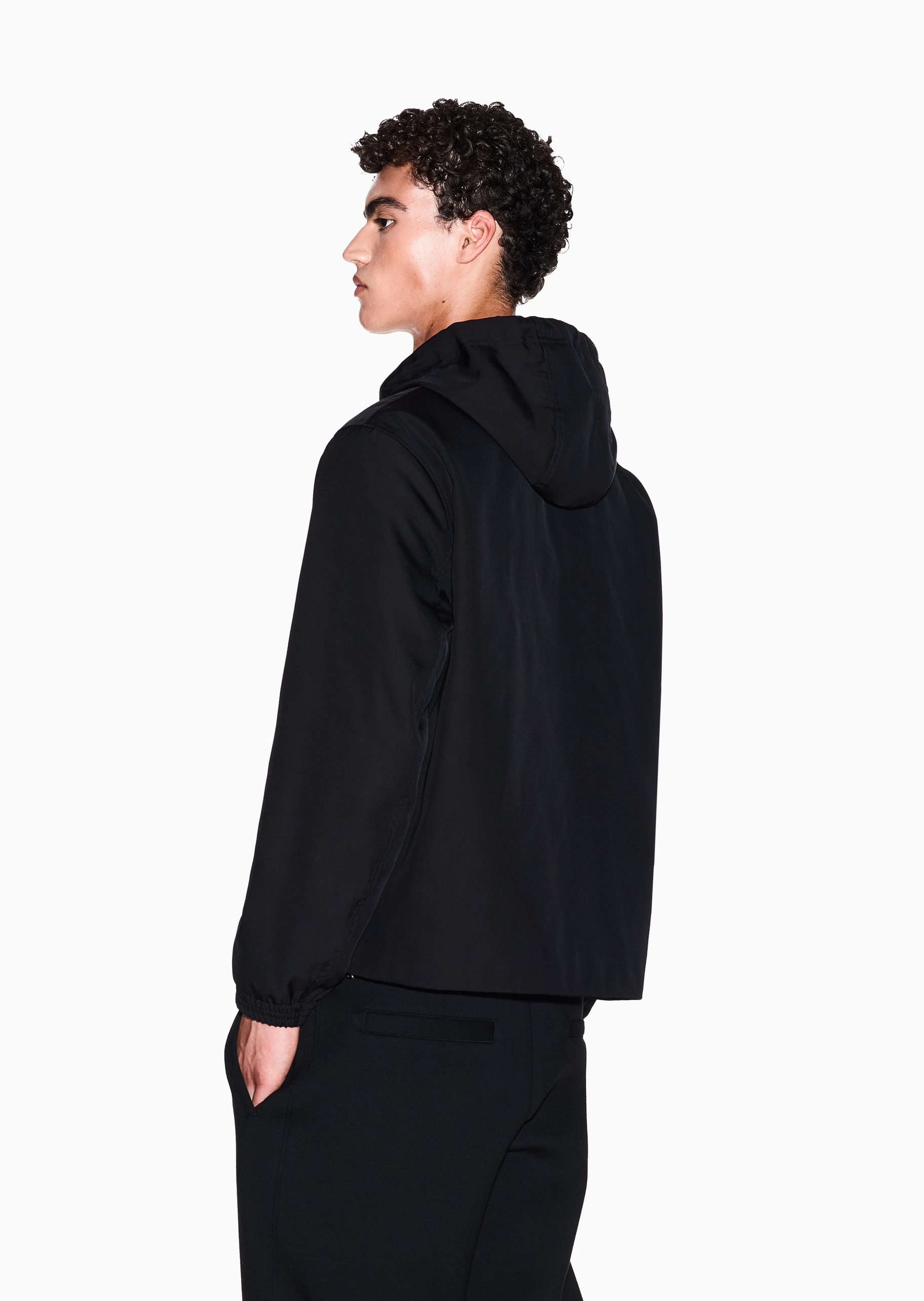 ARMANI EXCHANGE 男士长袖连帽拉链门襟标识贴片休闲棉服