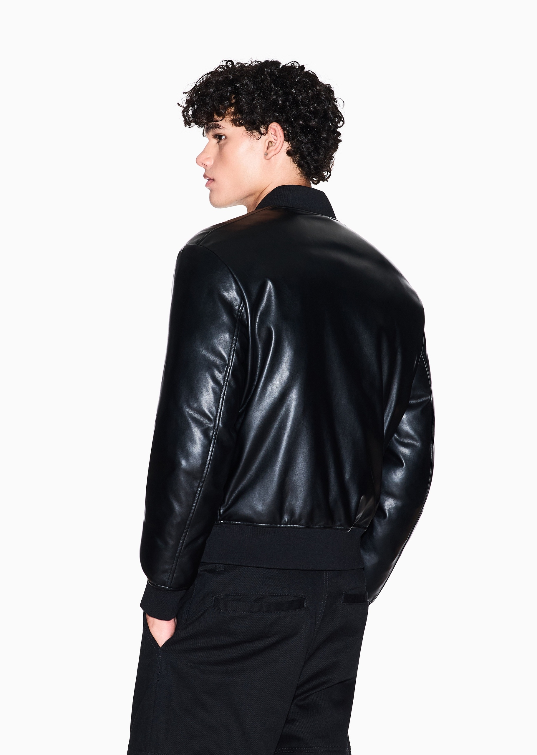 ARMANI EXCHANGE 男士长袖棒球领双向拉链标识贴片棉服