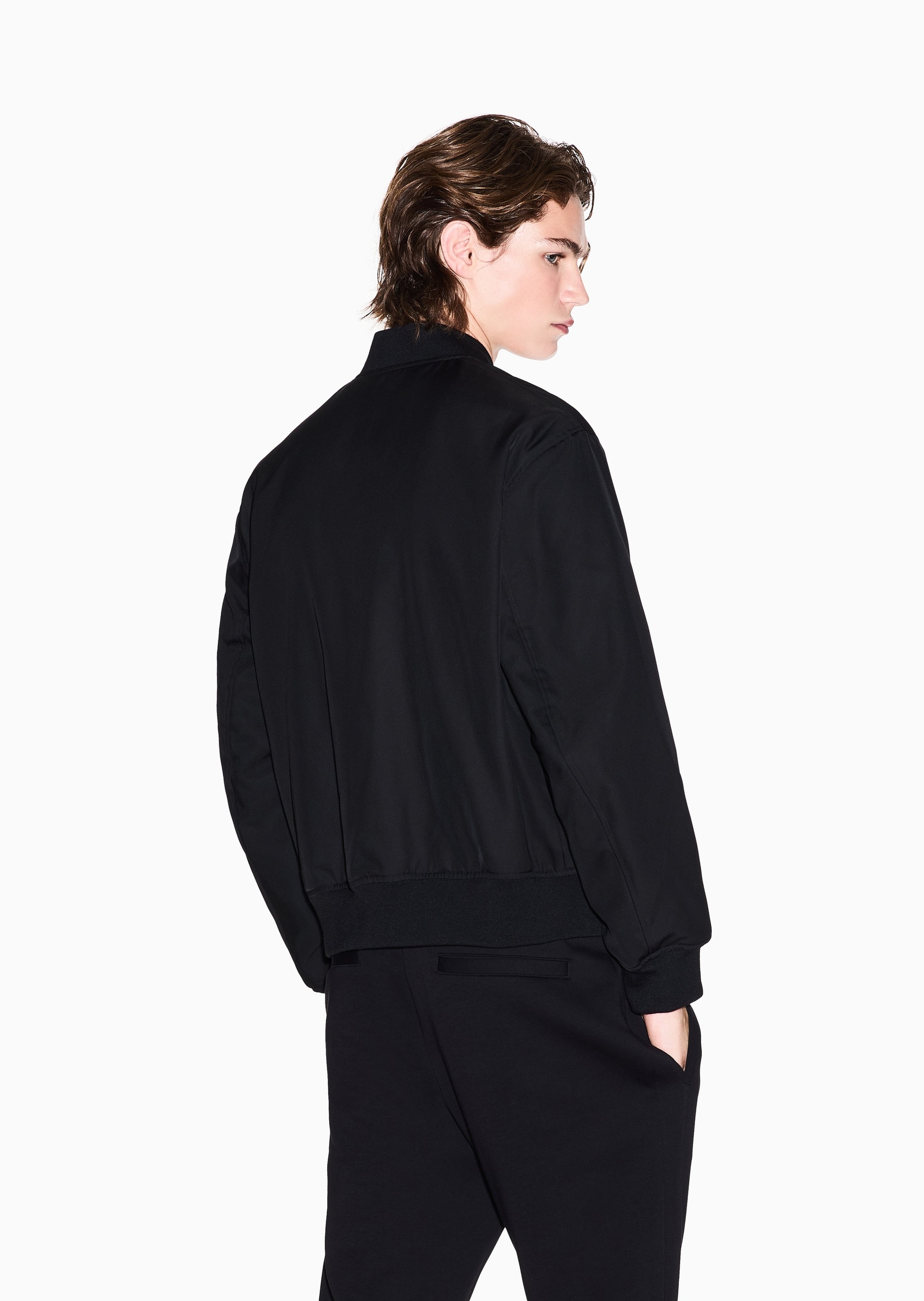 ARMANI EXCHANGE 男士长袖棒球领徽标贴片拉链门襟棉服