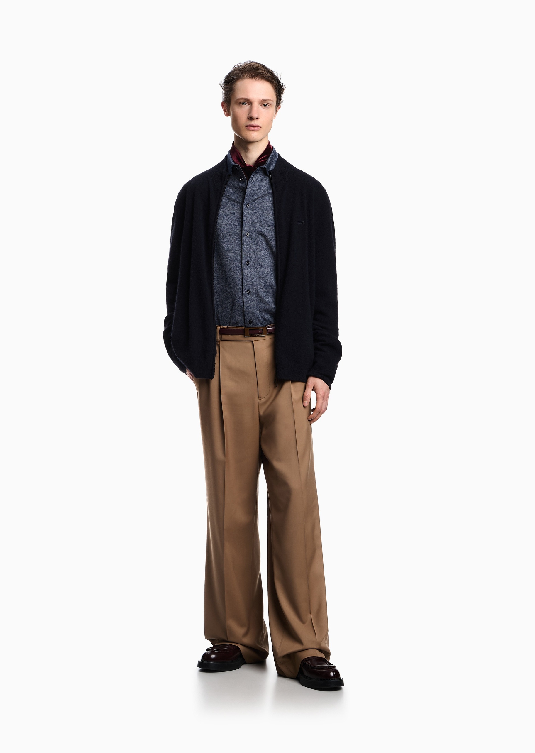 Emporio Armani 男士纯棉轻奢人夫感肌理感西装衬衫