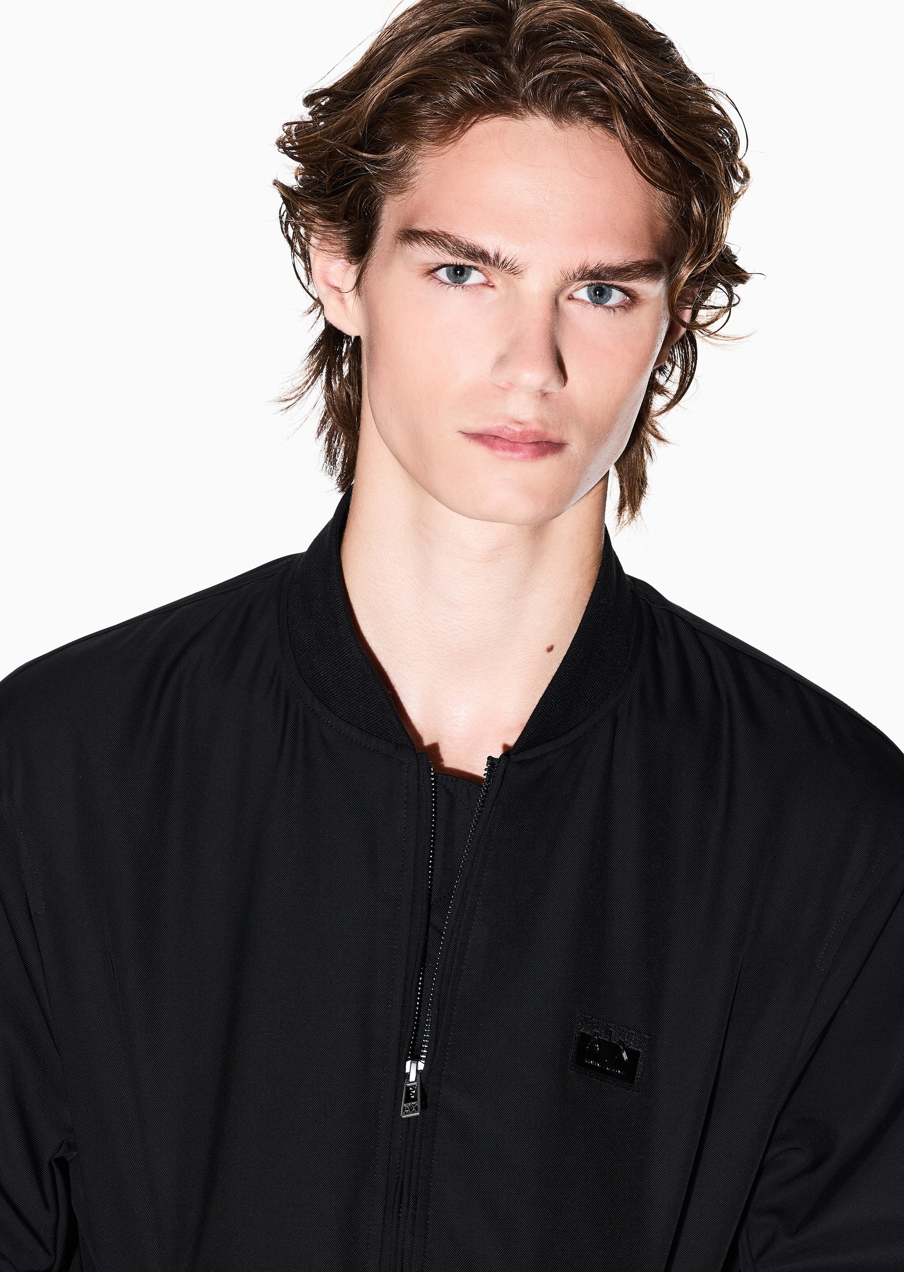 ARMANI EXCHANGE 男士长袖棒球领徽标贴片拉链门襟棉服