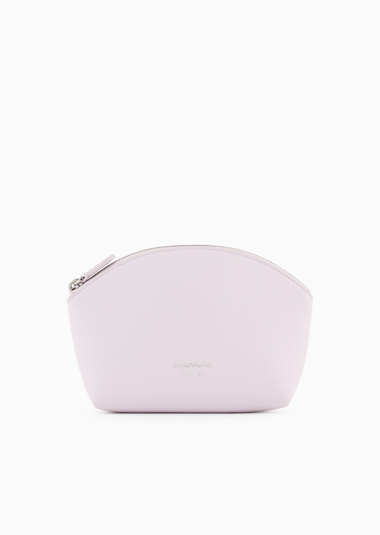 Emporio Armani 女士迷你拉链鹿皮纹优雅纯色手拿化妆包
