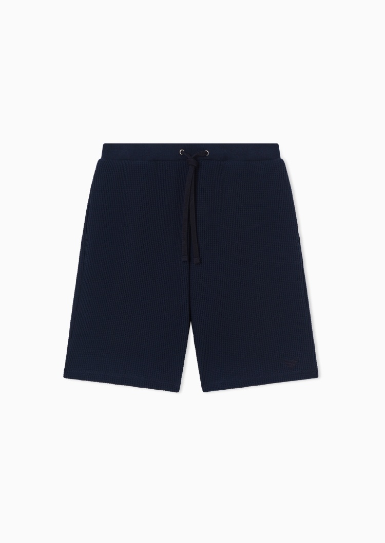 Emporio Armani 男士纯棉系带腰直筒肌理感松弛感百慕大短裤