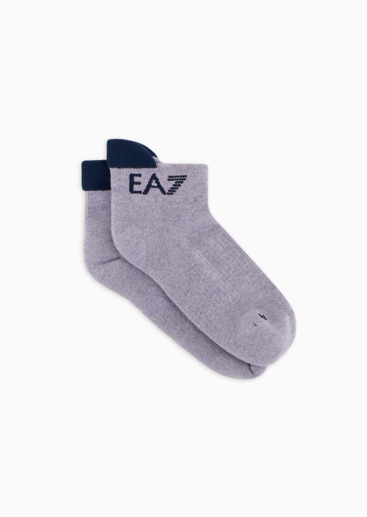 EA7 女士棉质微弹船袜LOGO提花网球袜子