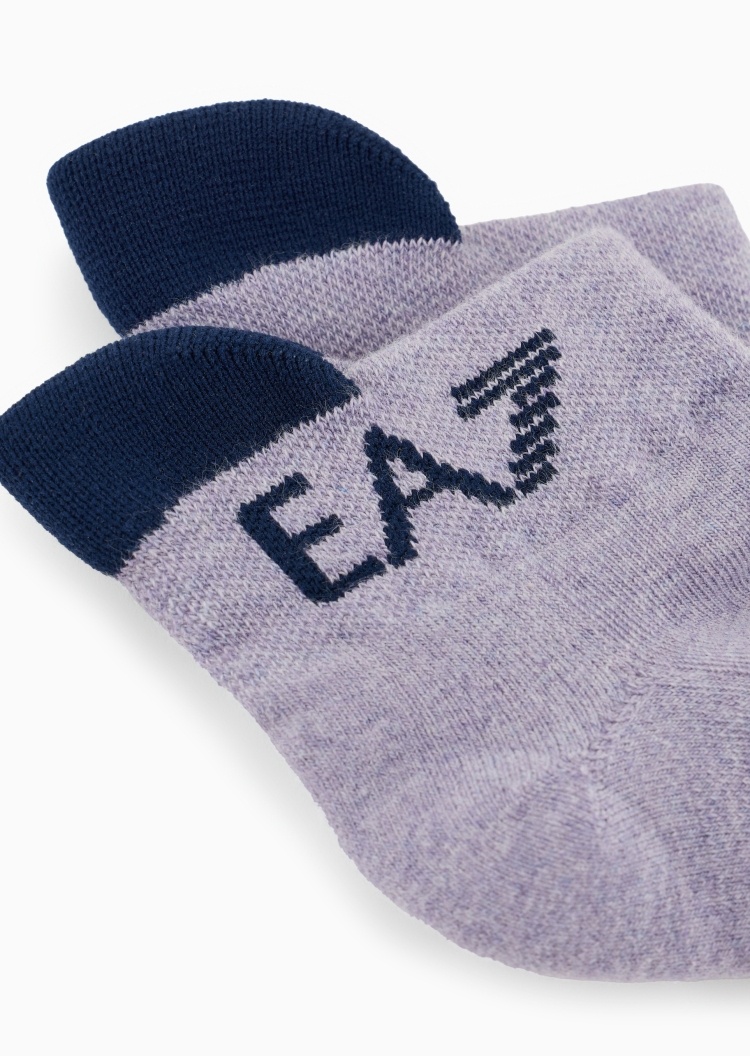 EA7 女士棉质微弹船袜LOGO提花网球袜子