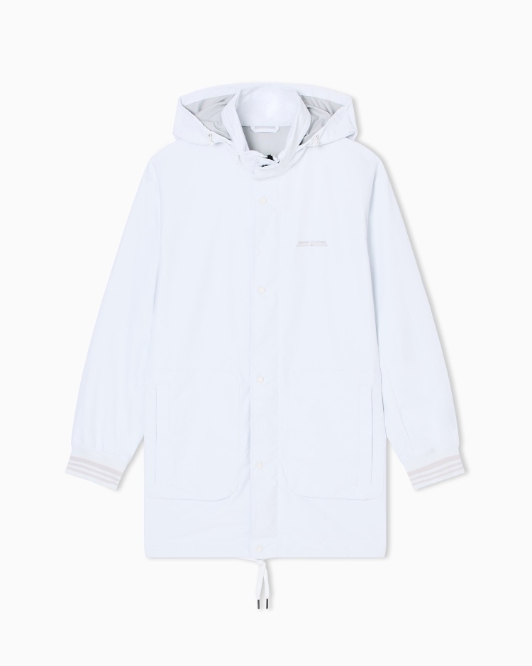ARMANI EXCHANGE 男士宽松长袖连帽廓形字母印花风衣