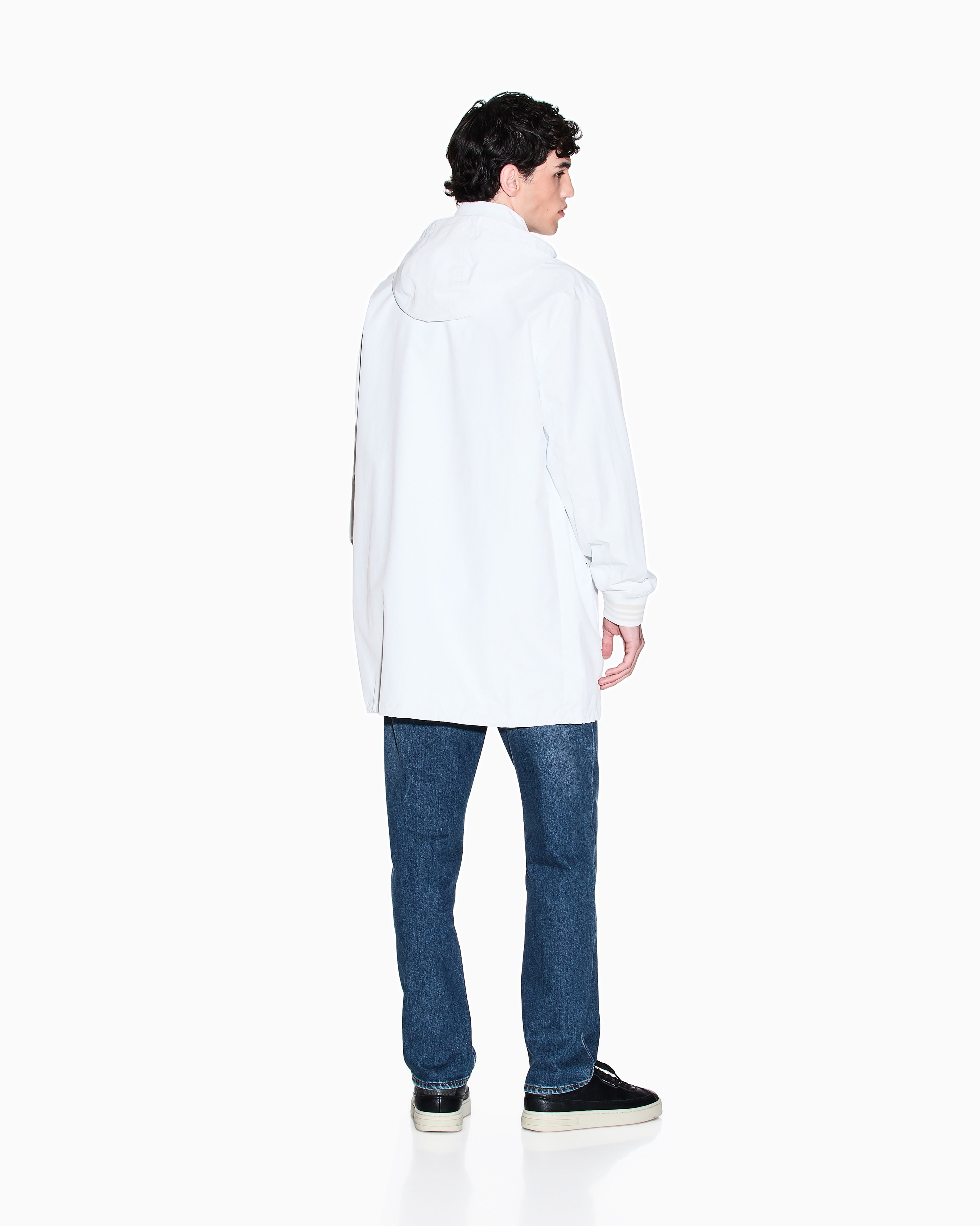 ARMANI EXCHANGE 男士宽松长袖连帽廓形字母印花风衣