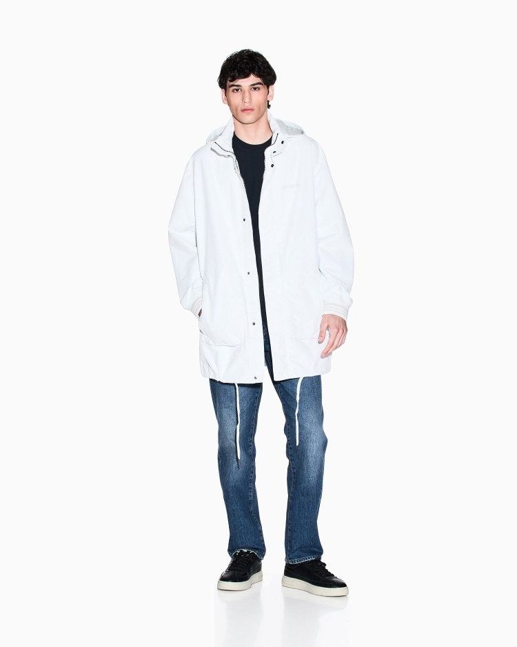 ARMANI EXCHANGE 男士宽松长袖连帽廓形字母印花风衣