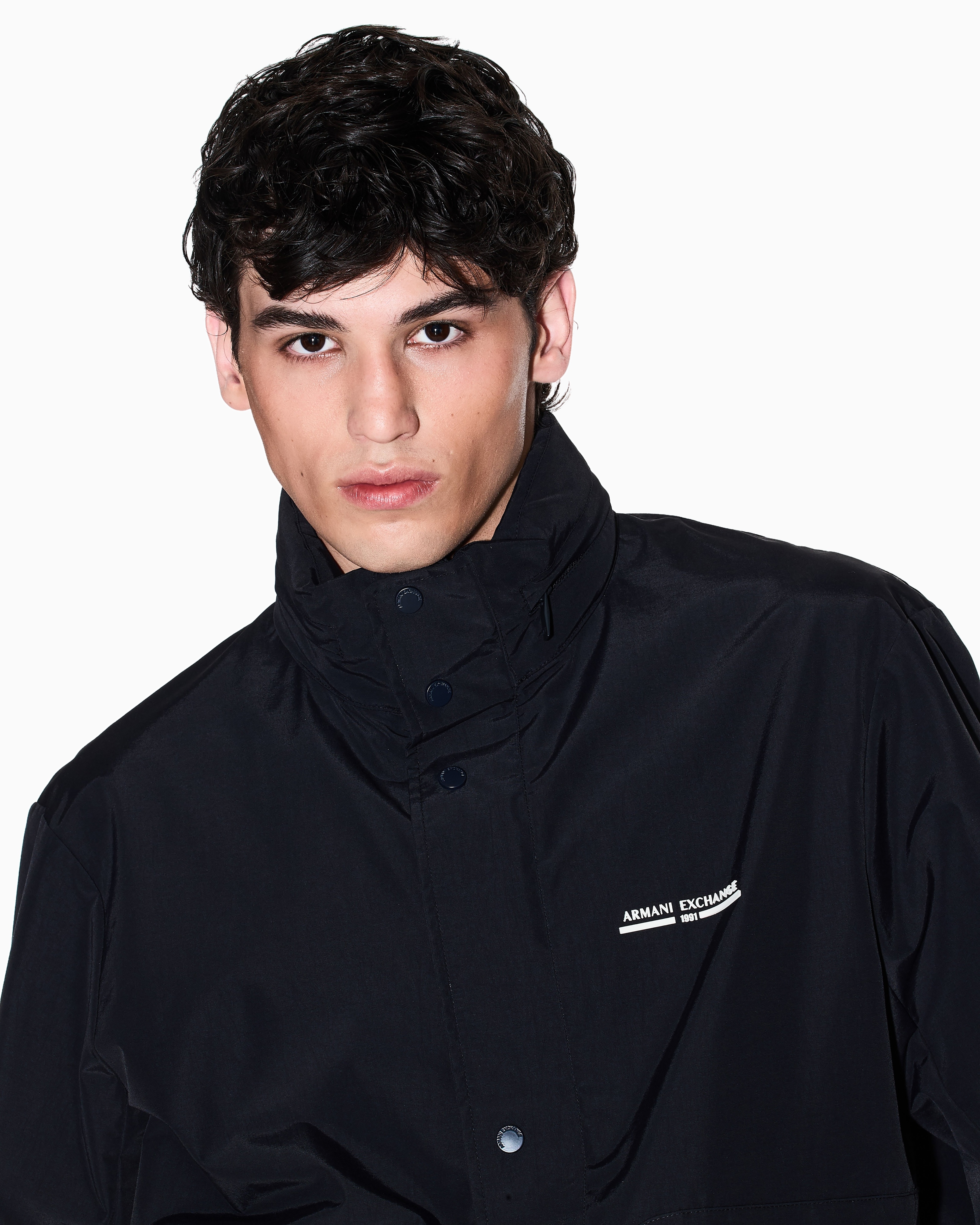 ARMANI EXCHANGE 男士立领宽松休闲教练夹克运动外套