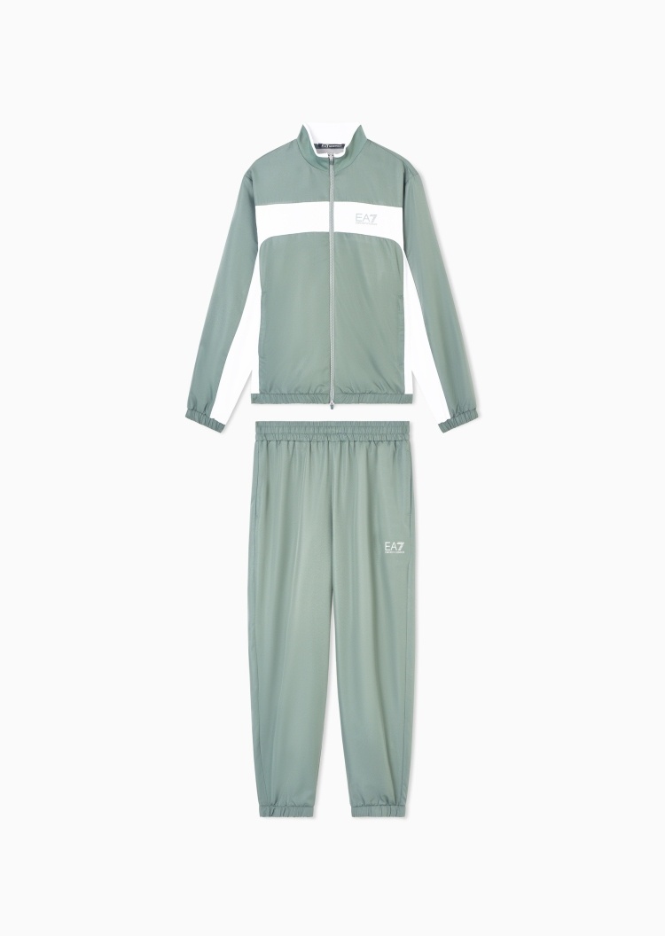 EA7 男士立领开衫束脚长裤撞色拼接网球运动套装