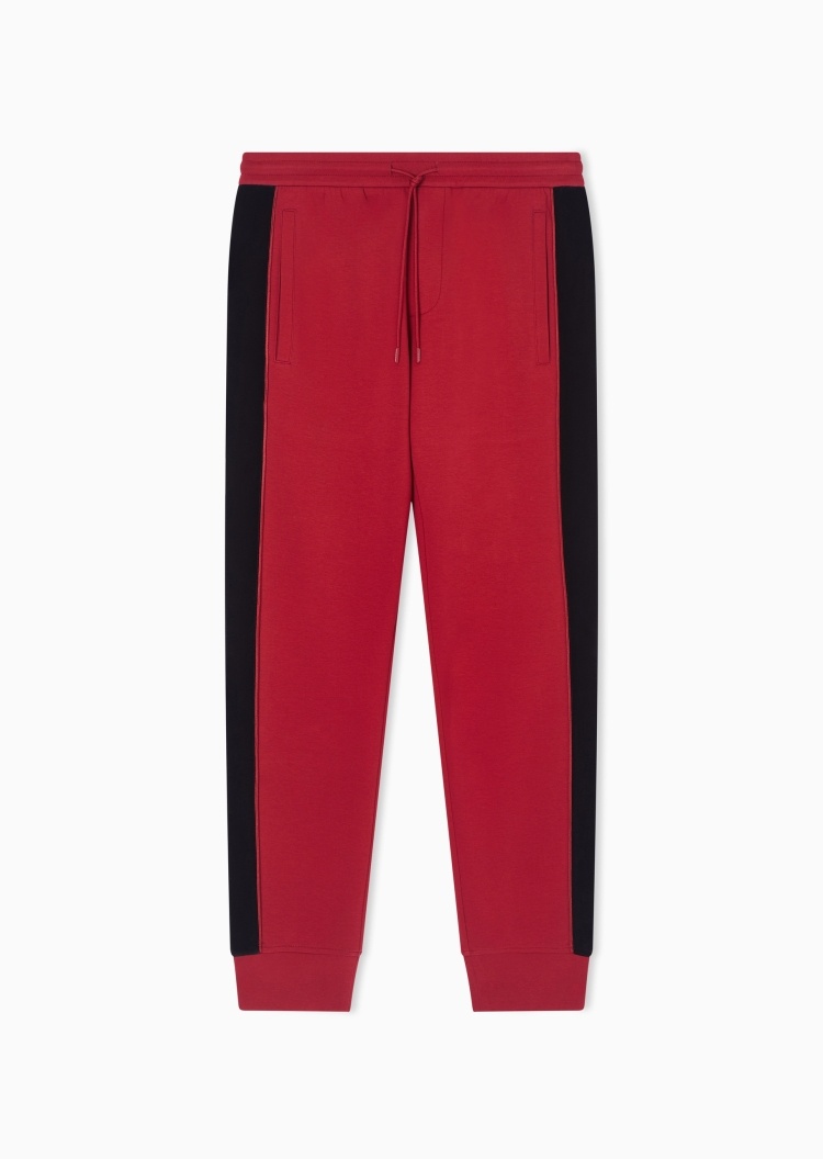 Emporio Armani 马年限定男士合身长款锥形束脚拼接织带卫裤