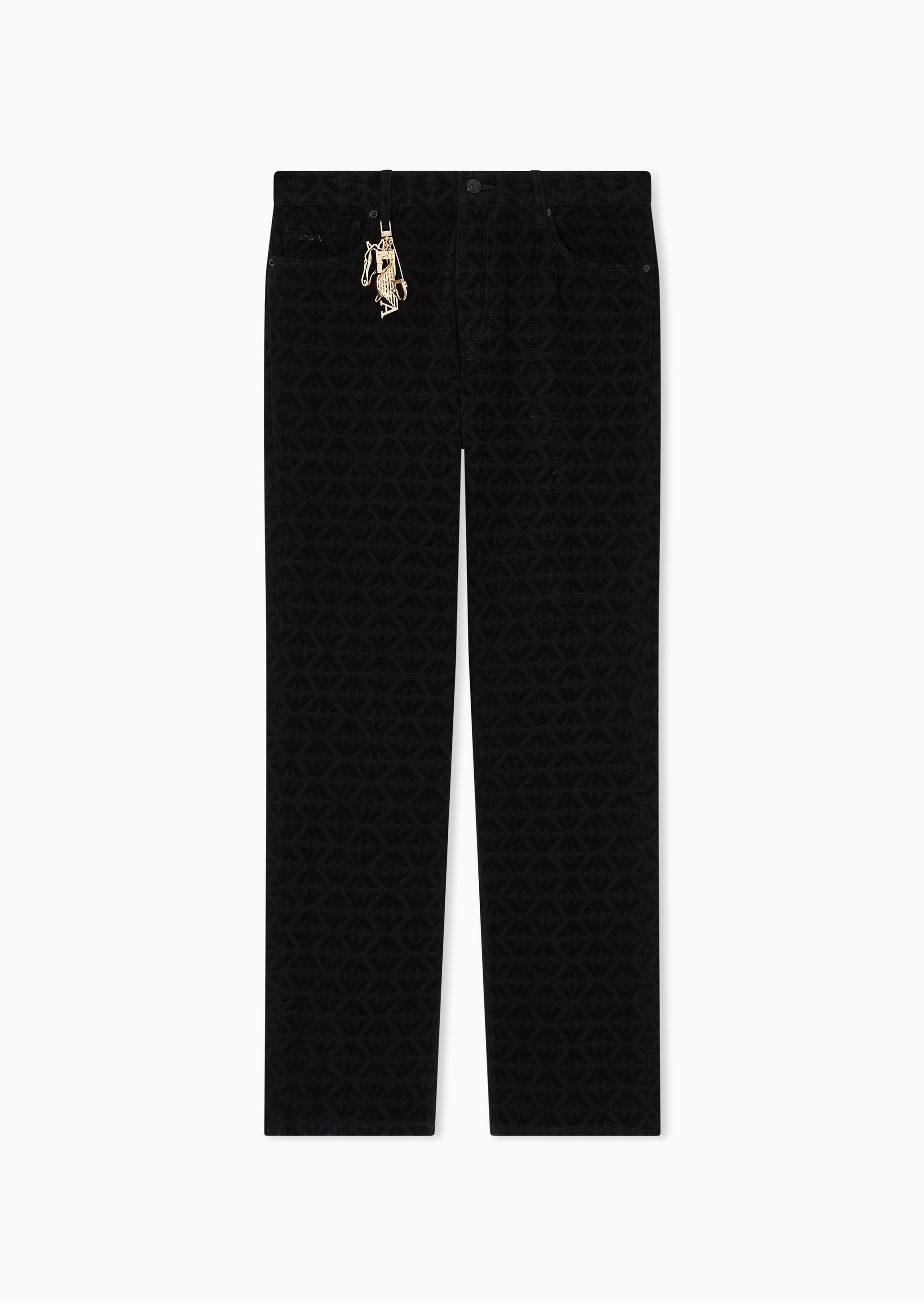 Emporio Armani 马年限定男士合身中腰长款直筒满印牛仔裤