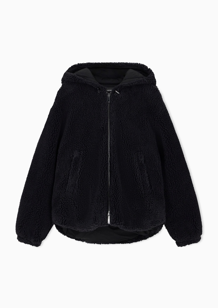 Emporio Armani 女士短款连帽廓型通勤拉链棉服外套