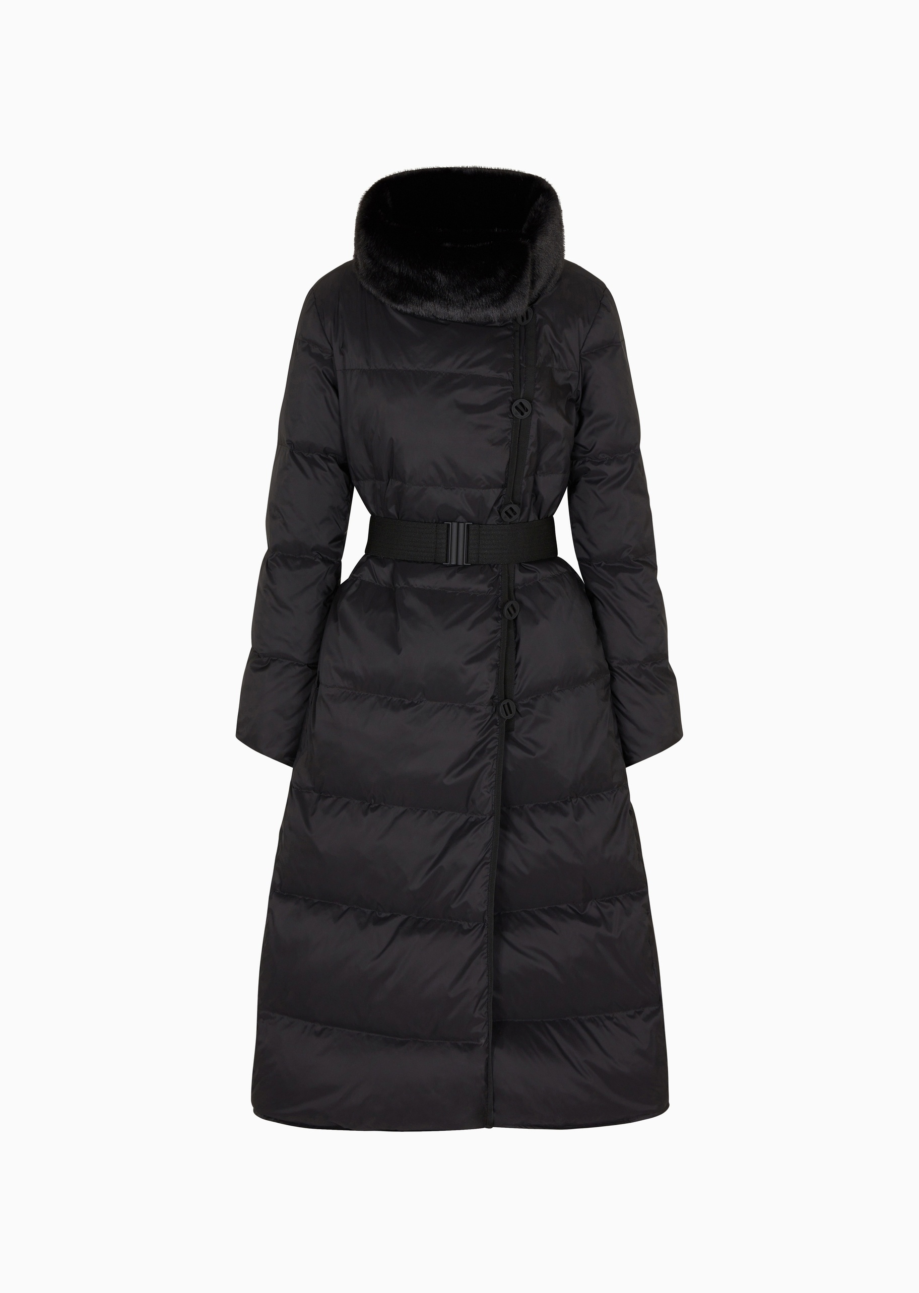 Emporio Armani 女士长款加厚立领正反两穿配腰带收腰羽绒服