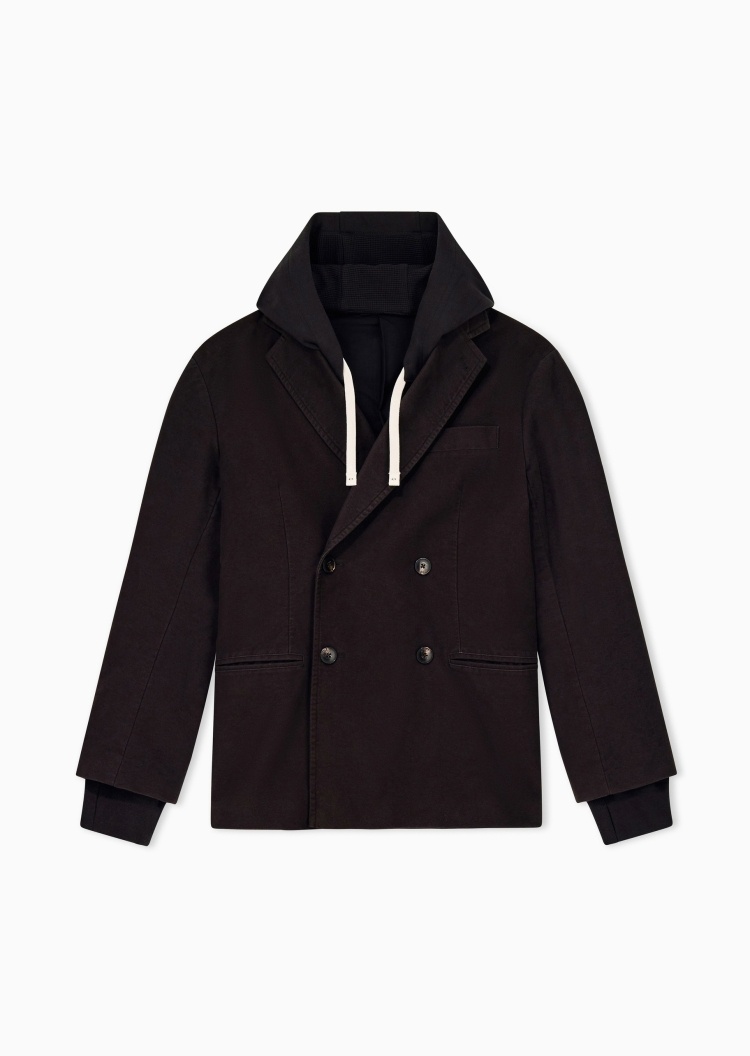ARMANI EXCHANGE 男士平驳领连帽假两件休闲西服西装外套