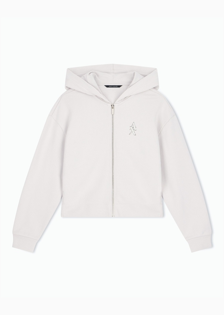 ARMANI EXCHANGE 女士纯棉重磅宽松连帽拉链开衫卫衣夹克外套