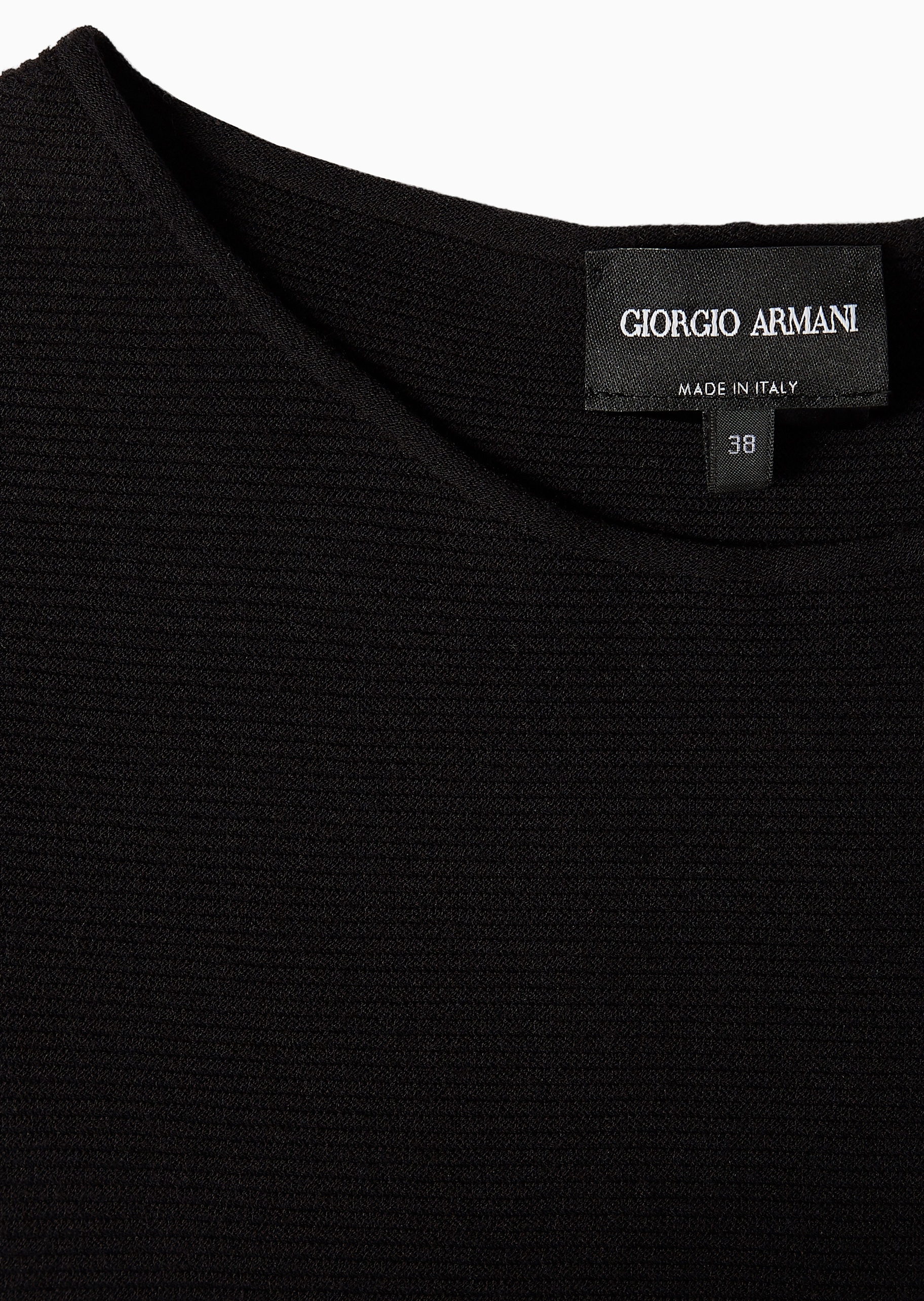 Giorgio Armani 女士修身短袖圆领通体横条纹纯色针织T恤