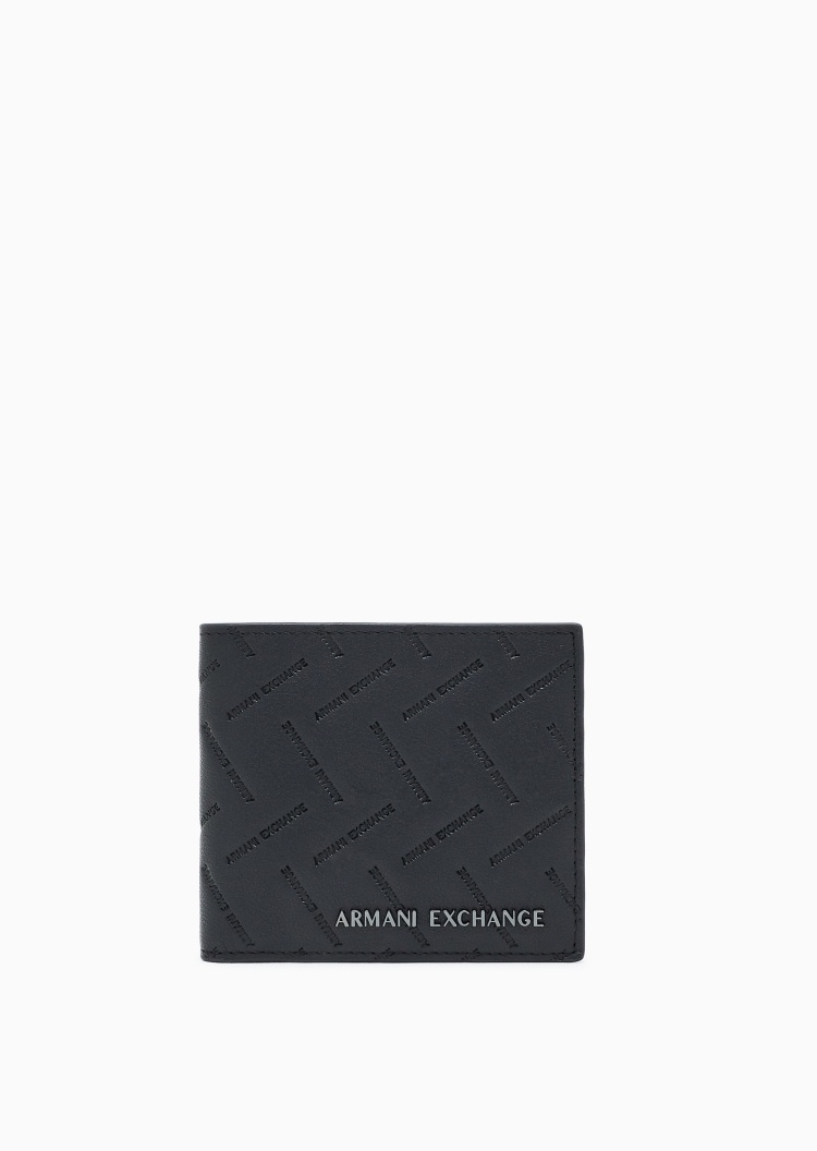 ARMANI EXCHANGE 男士牛皮革对折多卡位压花手拿钱包