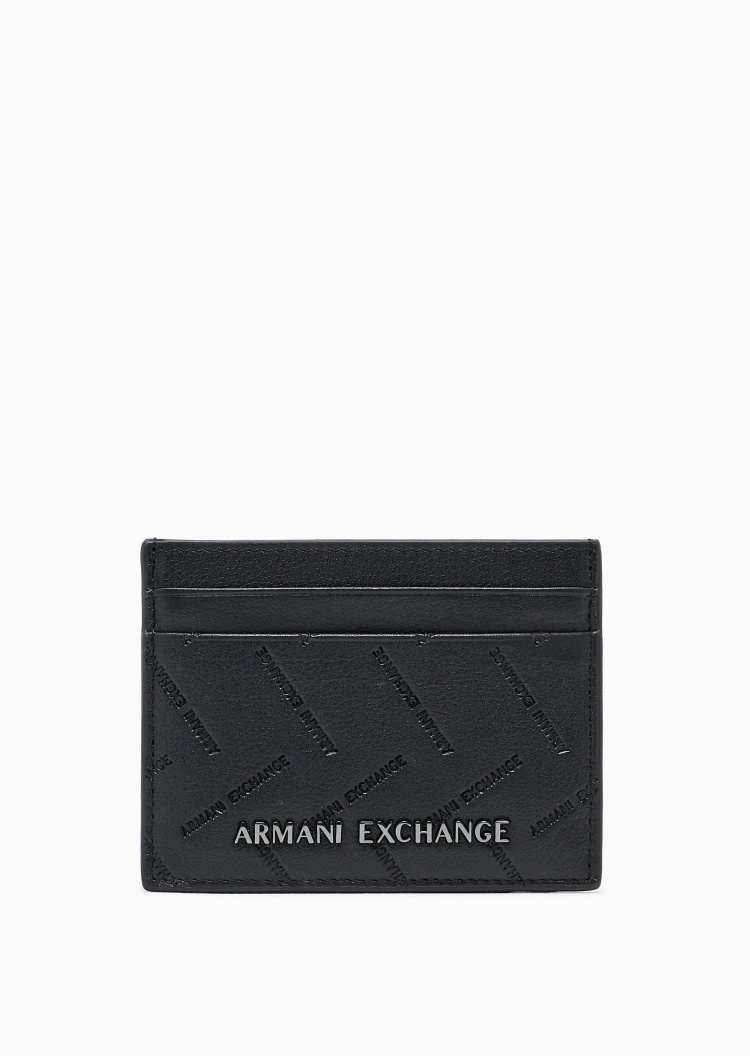 ARMANI EXCHANGE 男士牛皮革扁平多卡位压花手拿卡夹