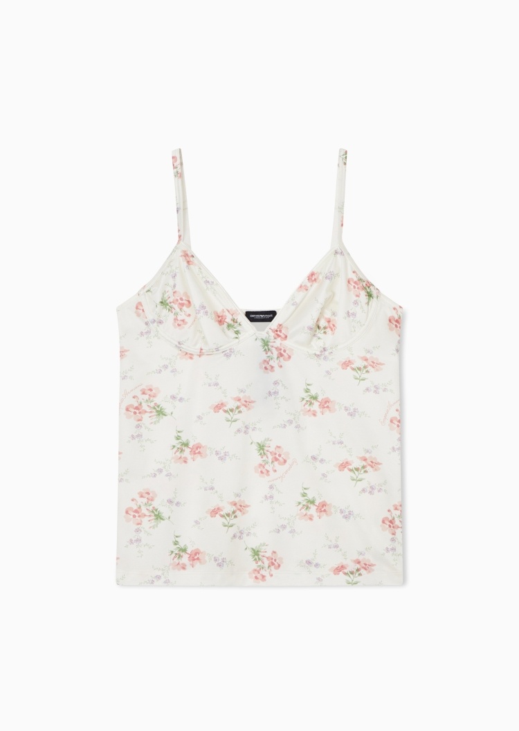 Emporio Armani 女士无袖V领花卉印花时尚家居背心