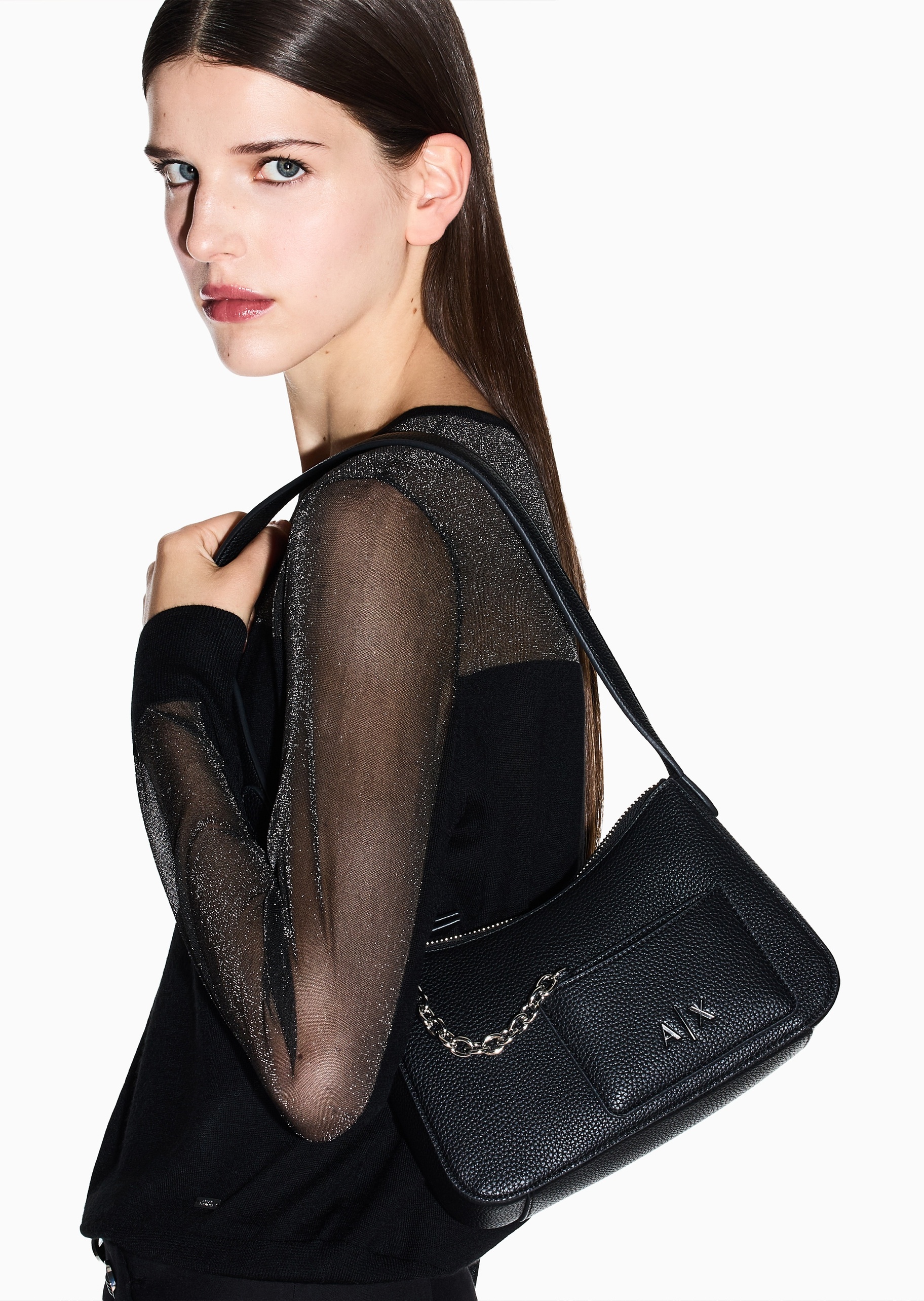 ARMANI EXCHANGE 女士拉链轻便通勤Hobo时尚单肩包