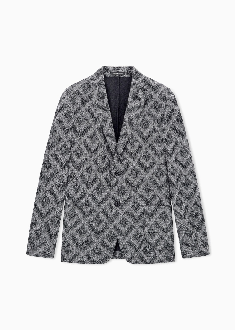 Emporio Armani 男士平驳领肌理感绅士风休闲西服西装外套