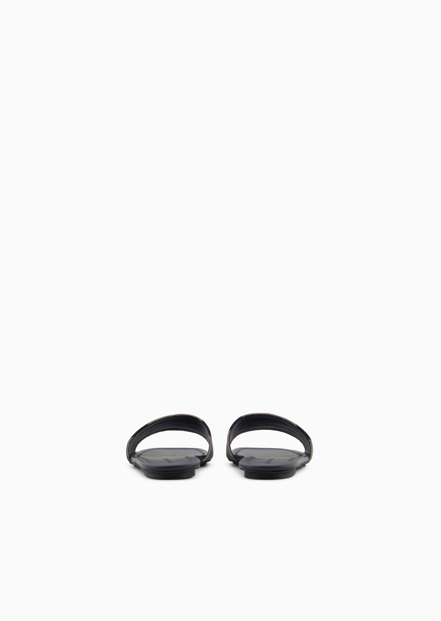 Emporio Armani 女士帆布单袢带一脚蹬平底交织字母提花凉鞋