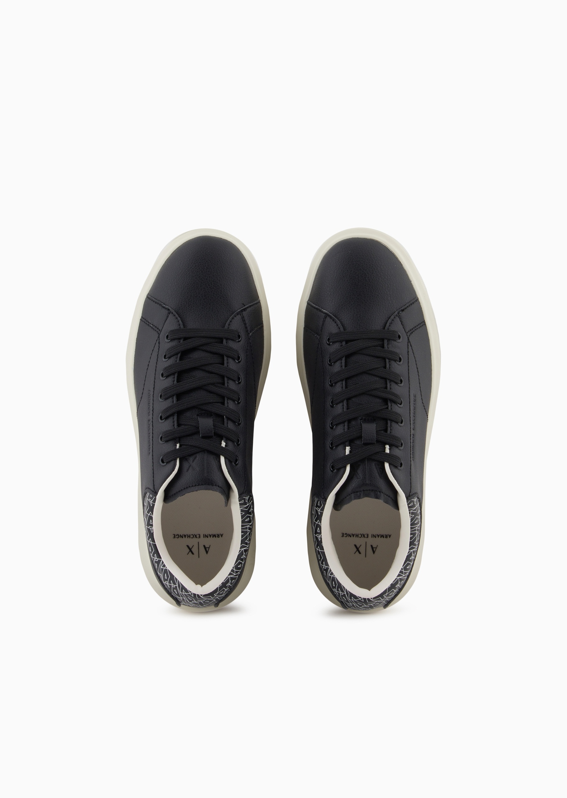 ARMANI EXCHANGE 男士系带低帮圆头厚底字母印花运动鞋