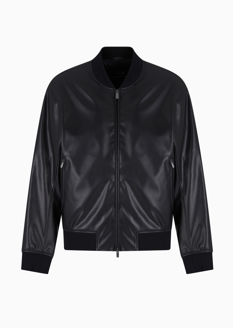 ARMANI EXCHANGE 男士合身长袖棒球领机车风拉链夹克