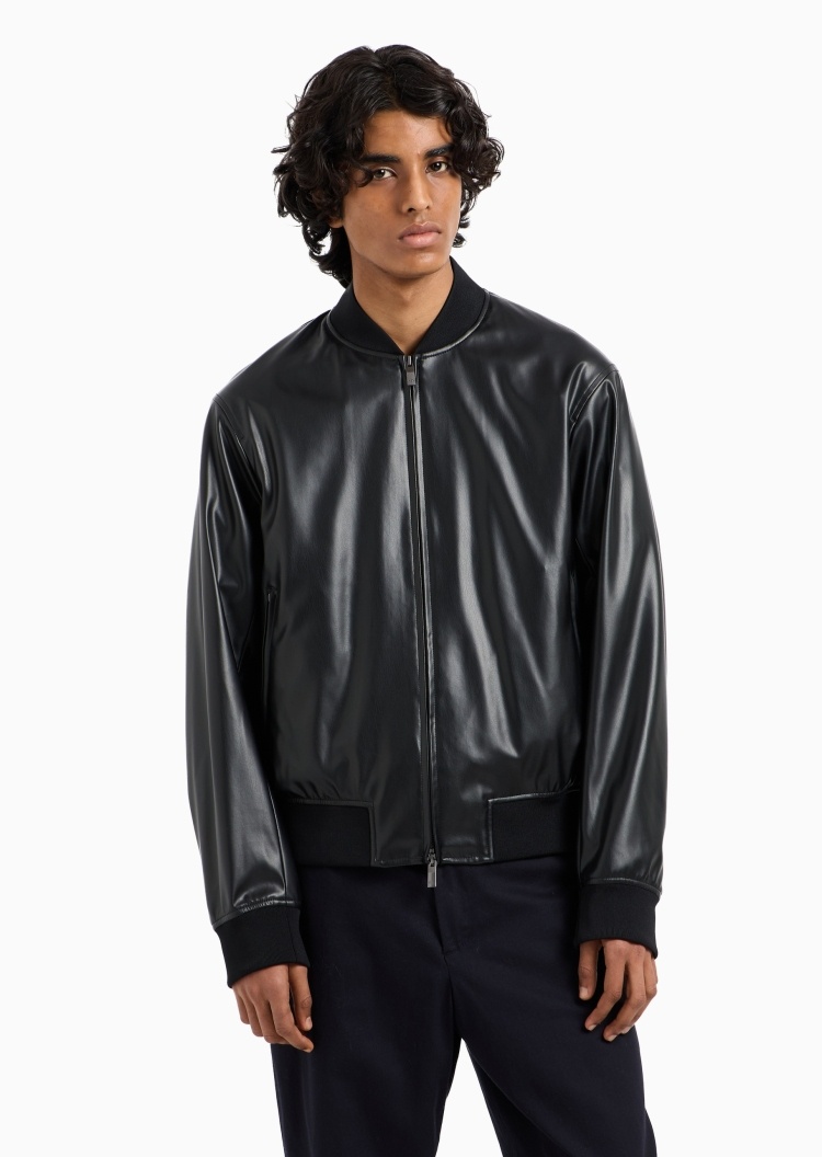 ARMANI EXCHANGE 男士合身长袖棒球领机车风拉链夹克