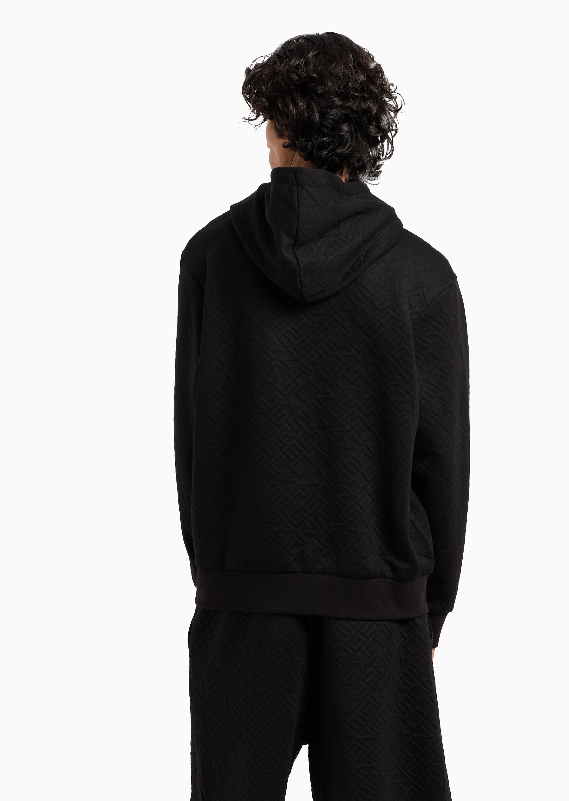 ARMANI EXCHANGE 男士宽松长袖连帽通体字母提花休闲卫衣