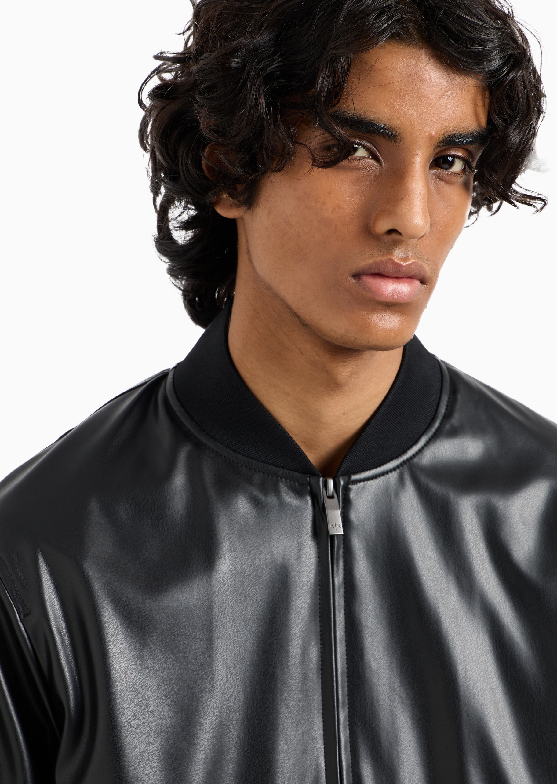 ARMANI EXCHANGE 男士合身长袖棒球领机车风拉链夹克