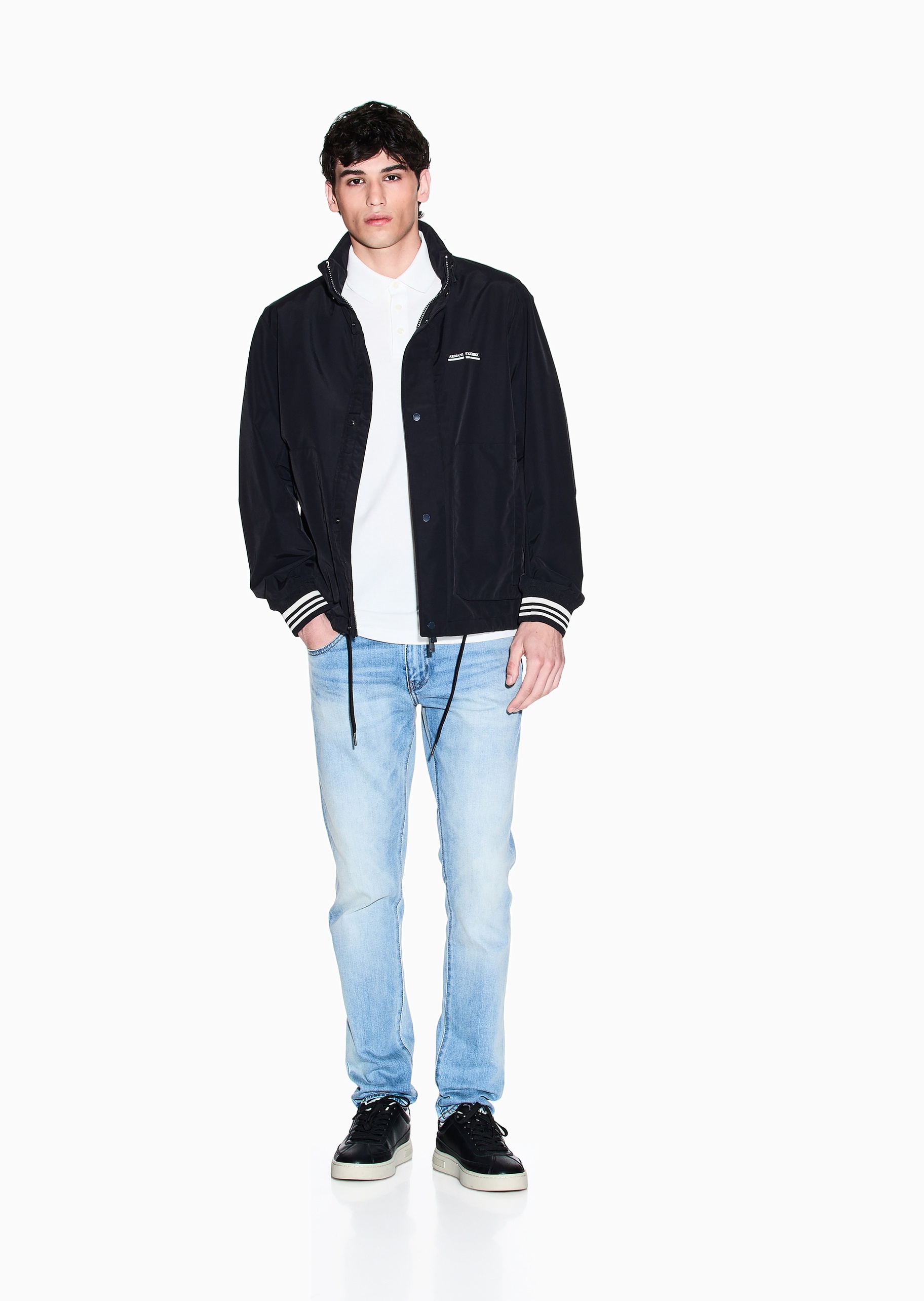 ARMANI EXCHANGE 男士立领宽松休闲教练夹克运动外套