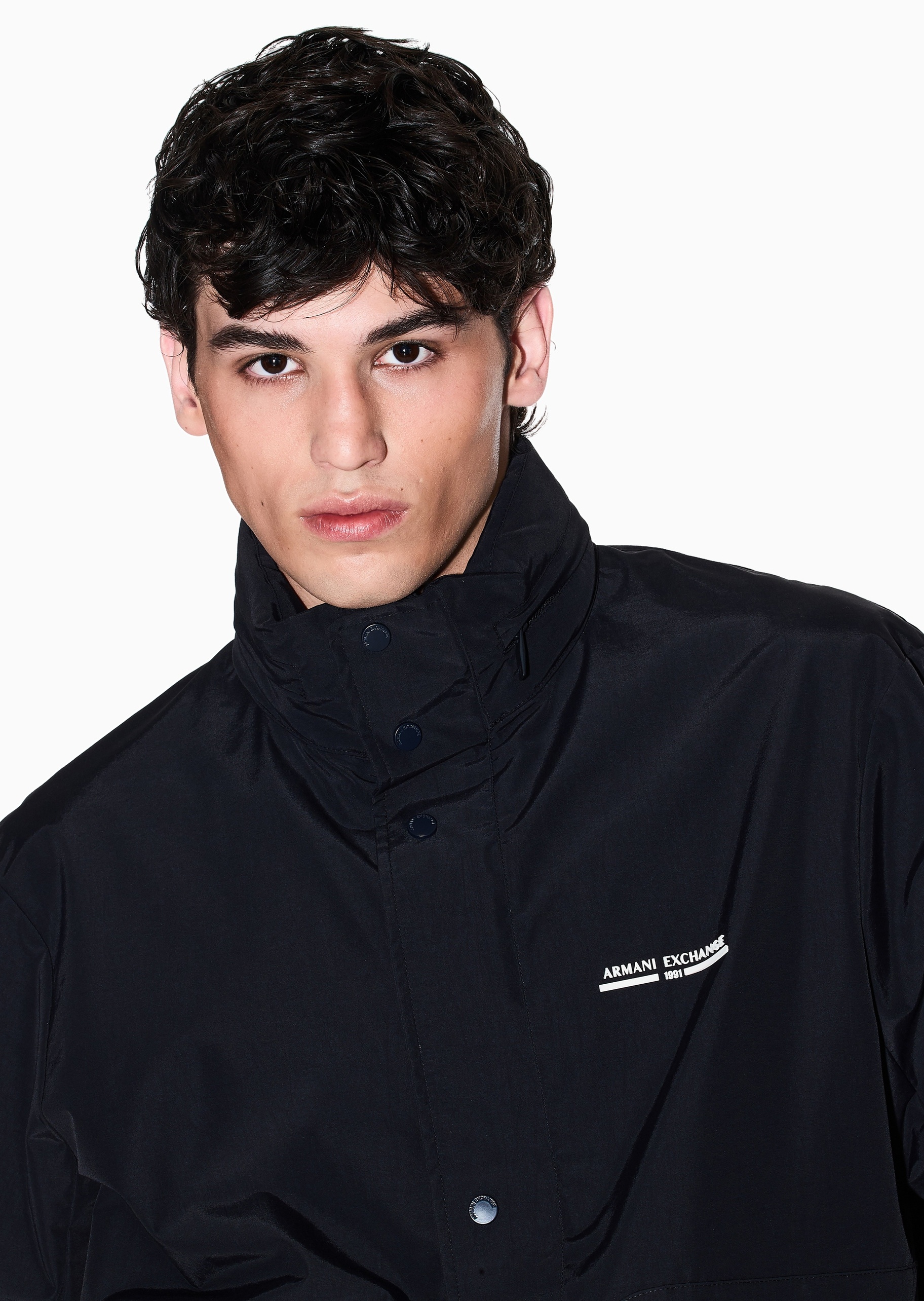 ARMANI EXCHANGE 男士立领宽松休闲教练夹克运动外套