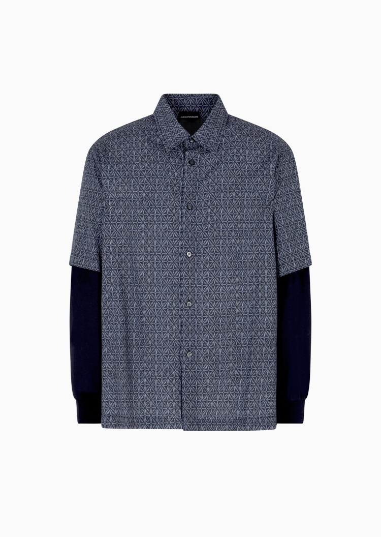 Emporio Armani 男士印花轻奢人夫感通勤西装衬衫