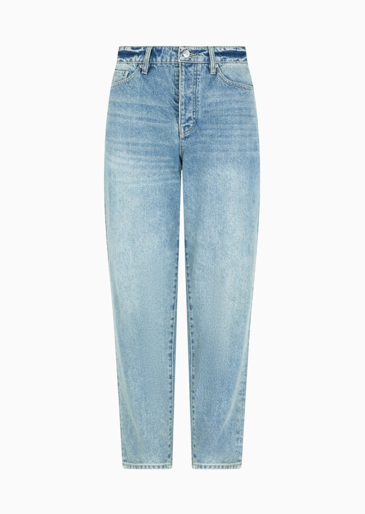 ARMANI EXCHANGE 女士全棉合身中腰九分锥形水洗牛仔裤
