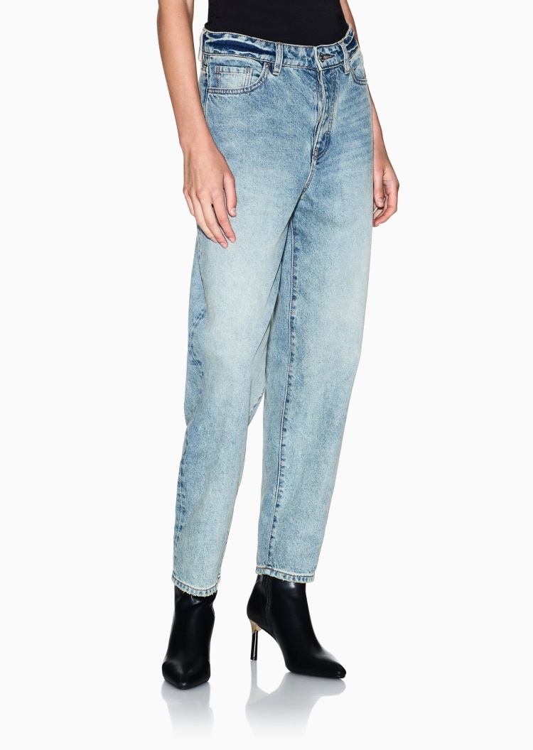 ARMANI EXCHANGE 女士全棉合身中腰九分锥形水洗牛仔裤