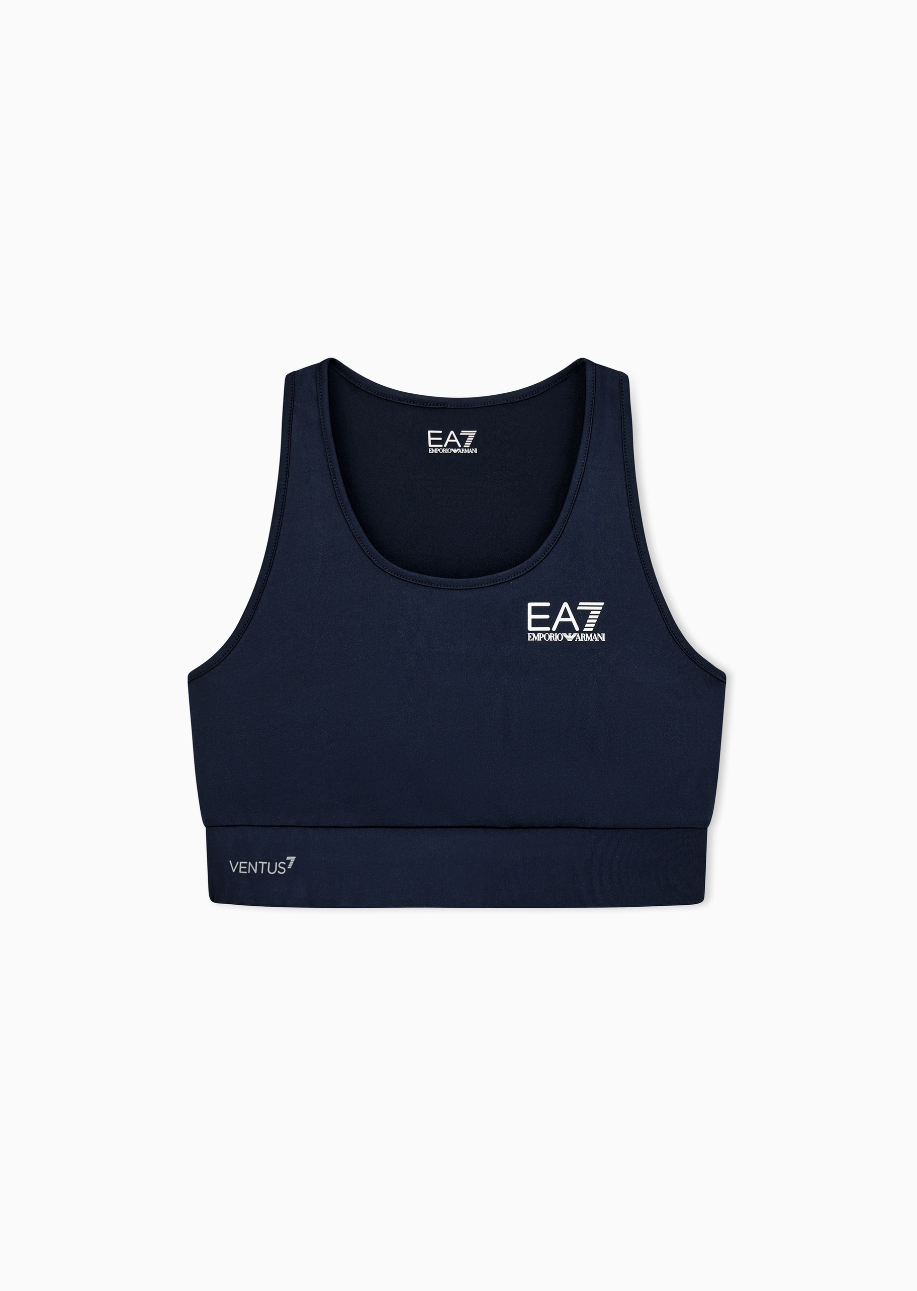 EA7 女士合身无袖圆领经典标识网球运动文胸