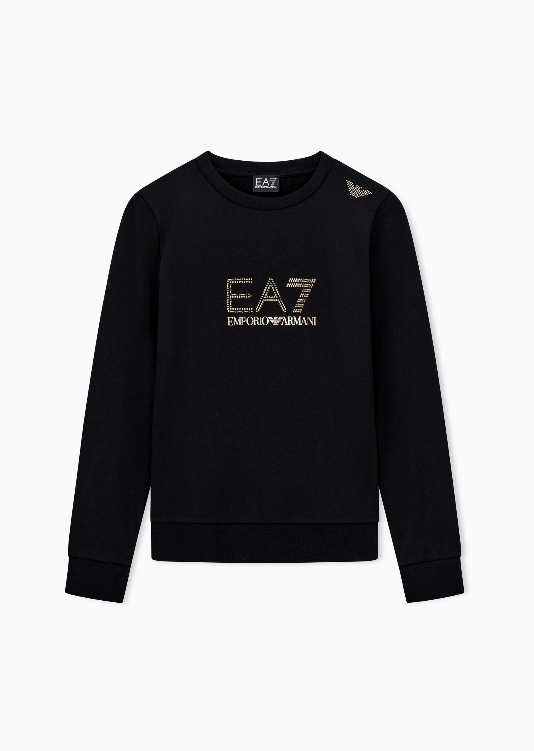 EA7 女士微弹合身长袖圆领创意健身训练卫衣