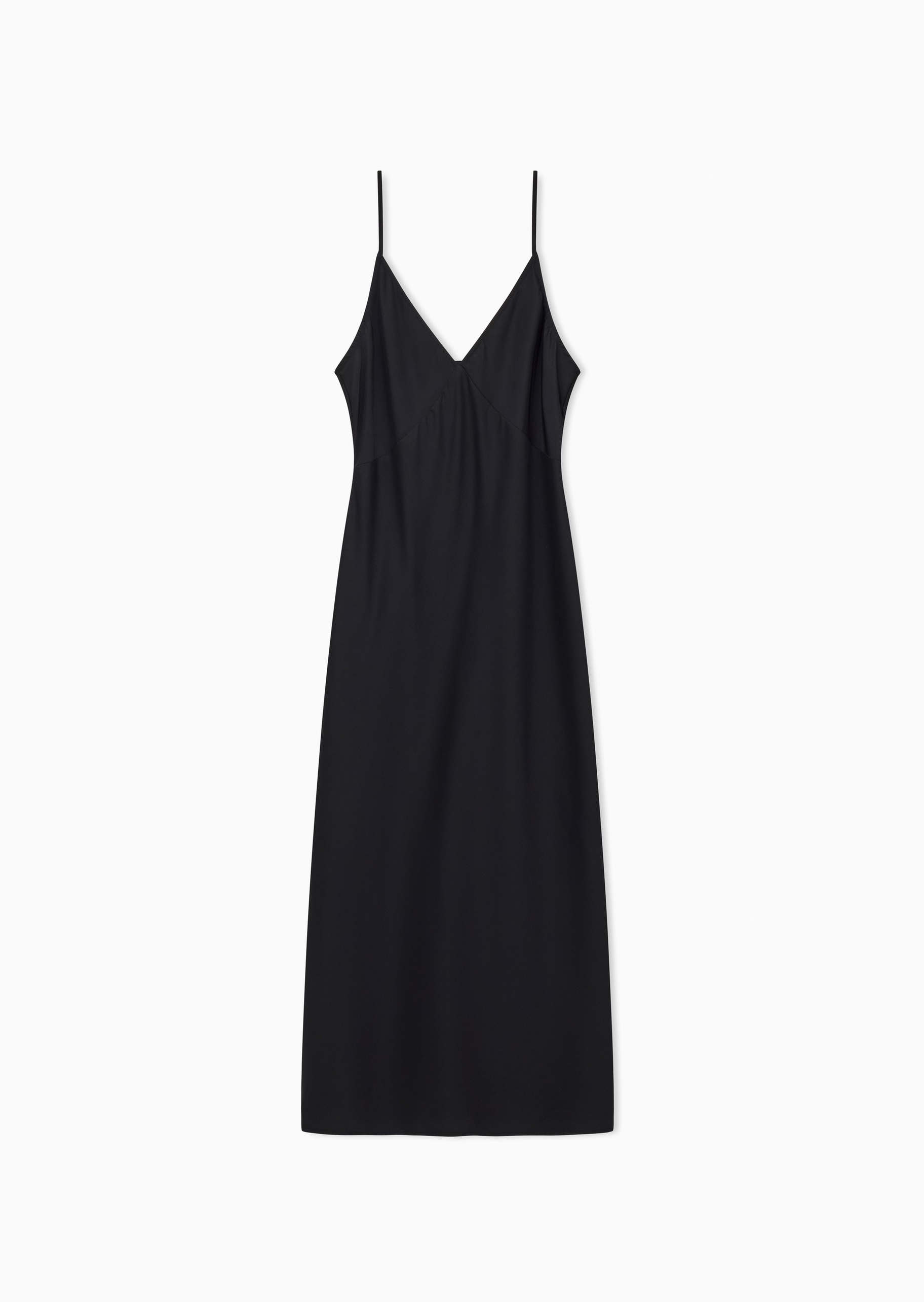 ARMANI EXCHANGE 女士合身无袖吊带中长款V领优雅纯色连衣裙