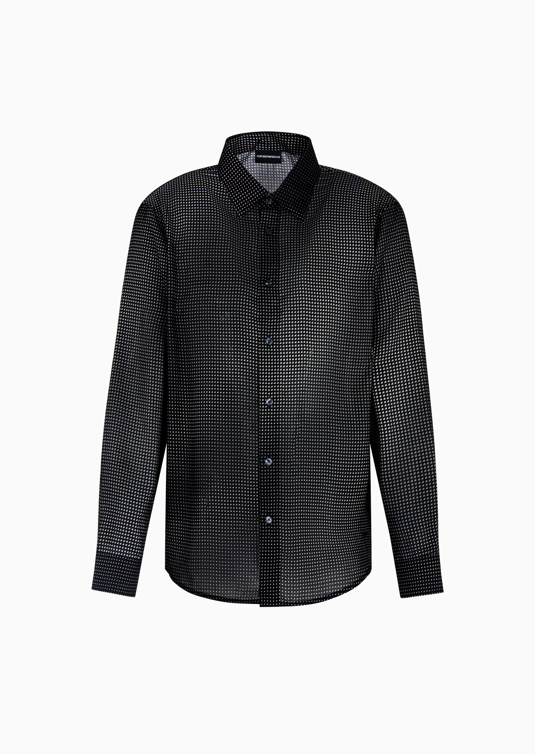 Emporio Armani 男士莱赛尔长袖翻领满印休闲衬衫